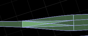 Transitions lanes branching from a single road in a RoadRunner HD Map