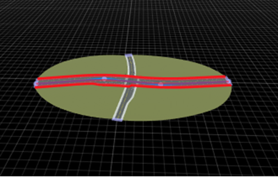 Scene with longer road selected and centered in the frame