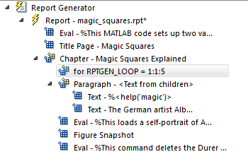 Outline pane displaying For Loop component