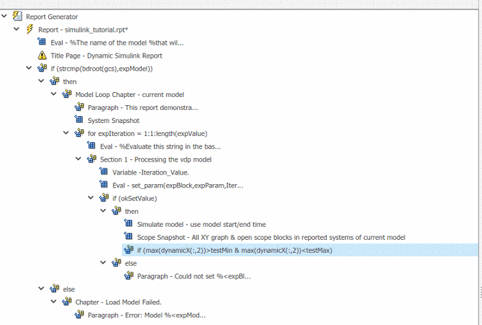 Outline pane with if component selected