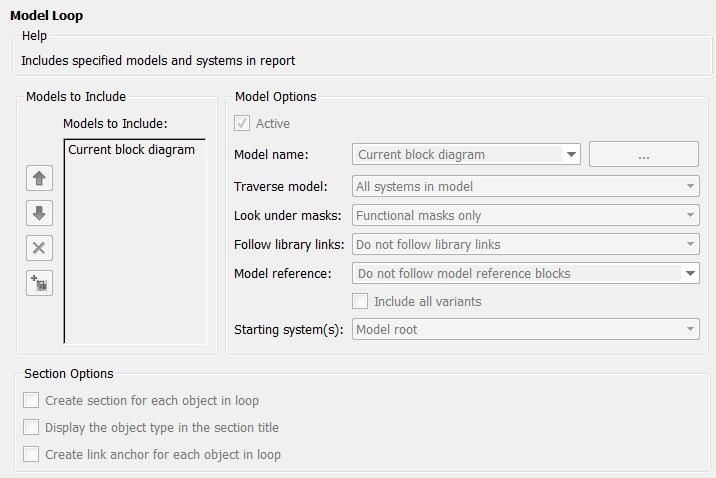 Properties pane for Model Loop