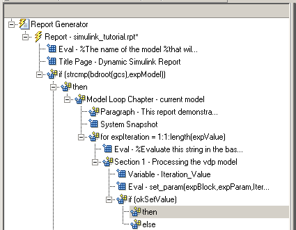 Outline pane with then component selected