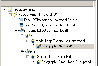 Outline pane with Paragraph - <No Test> selected beneath Model Loop Chapter - current model component