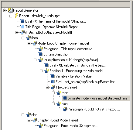 Outline pane with renamed Simulate model component selected