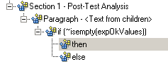 Outline pane with then component selected