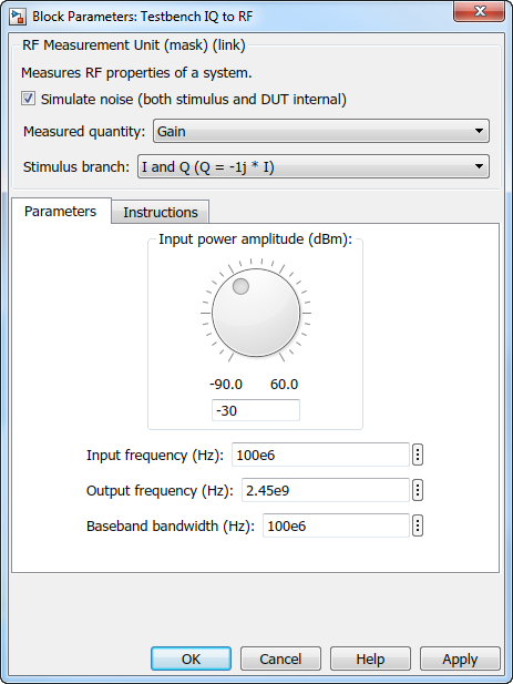 RF Measurement Unit mask Parameters tab.