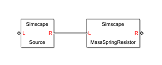 Block diagram with two Simscape Component blocks connected