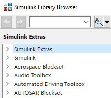 The Simulink Library Browser libraries in the new order with the Simulink Extras library moved to the top of the list