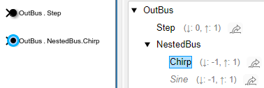 Out Bus Element block labeled OutBus.NestedBus.Chirp