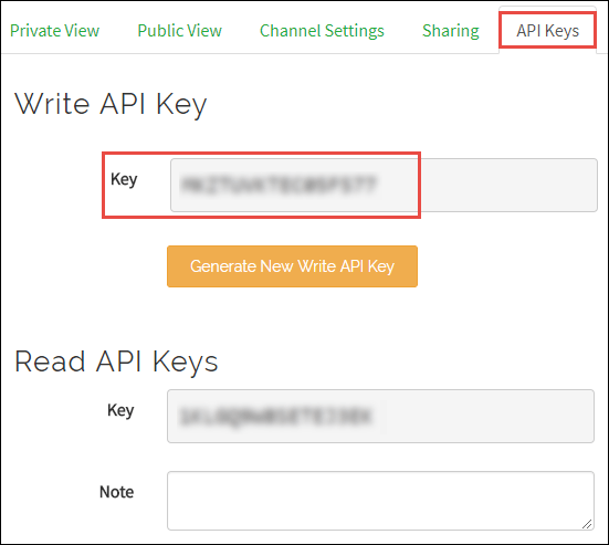 Raspberry Pi ThingSpeak Write API Key