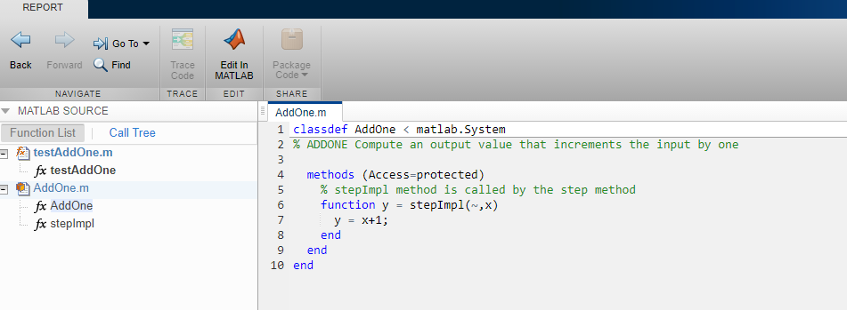 This image shows the class definition for addOne in the report.