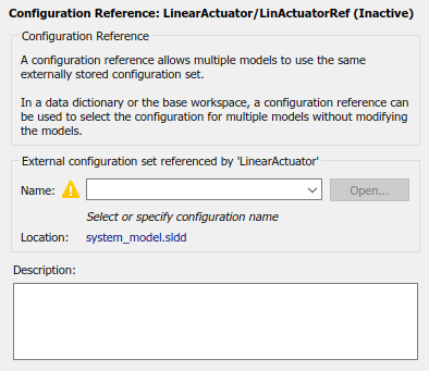 Configuration reference information. The name field shows a warning to specify a configuration name.