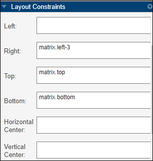 Layout constraints for the left bracket element