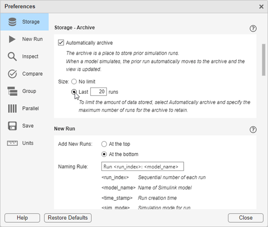 The preferences menu where the Automatically archive setting can be toggled.