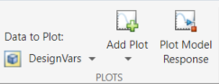 Plots section on the Response Optimization toolstrip in the app