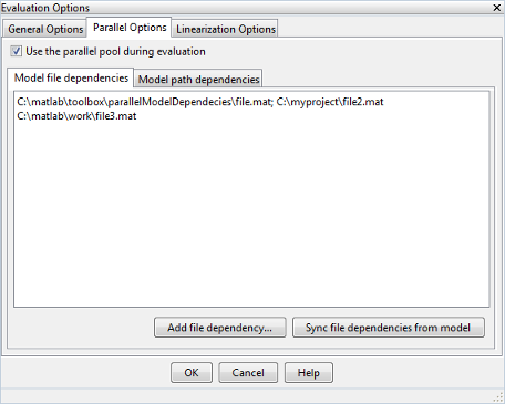 A file is added to the Model file dependencies in the Parallel tab