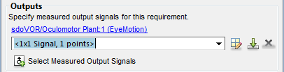 Outputs panel in the Edit Signal Matching dialog box with the selected output signal