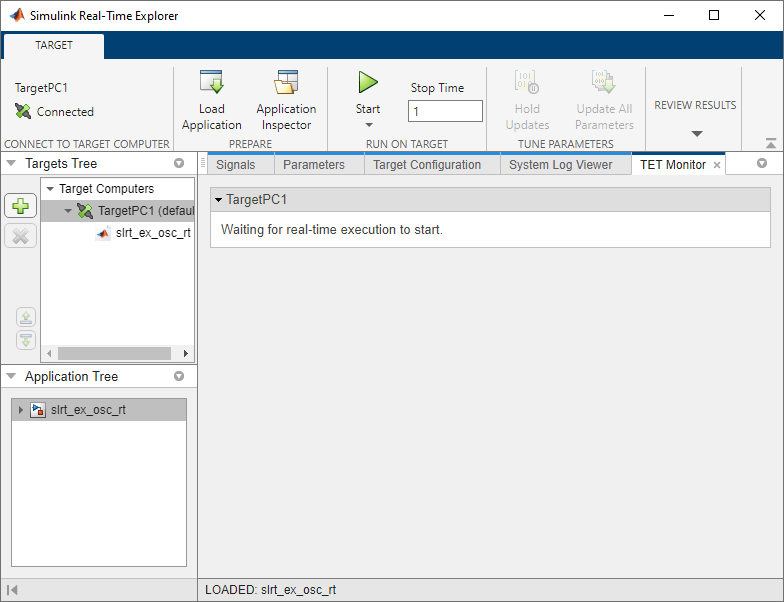 Display task execution time by using the TET Monitor tab in Simulink Real-Time Explorer.
