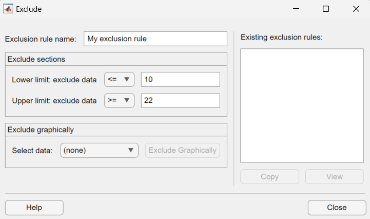Exclude dialog box