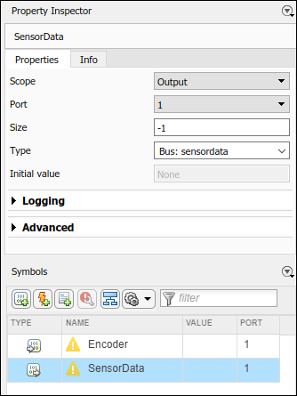 The interface named sensor data is shown as a bus.