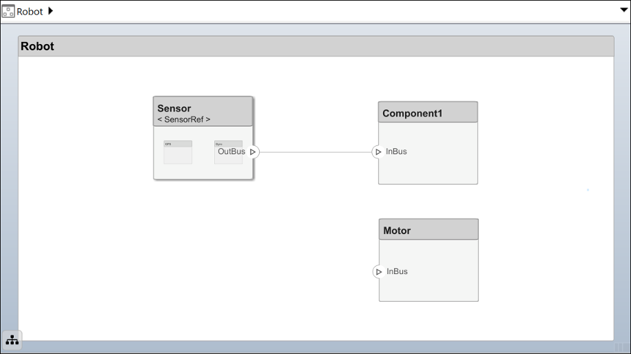 Model with component named Sensor with the referenced model Sensor Ref between the chevrons.