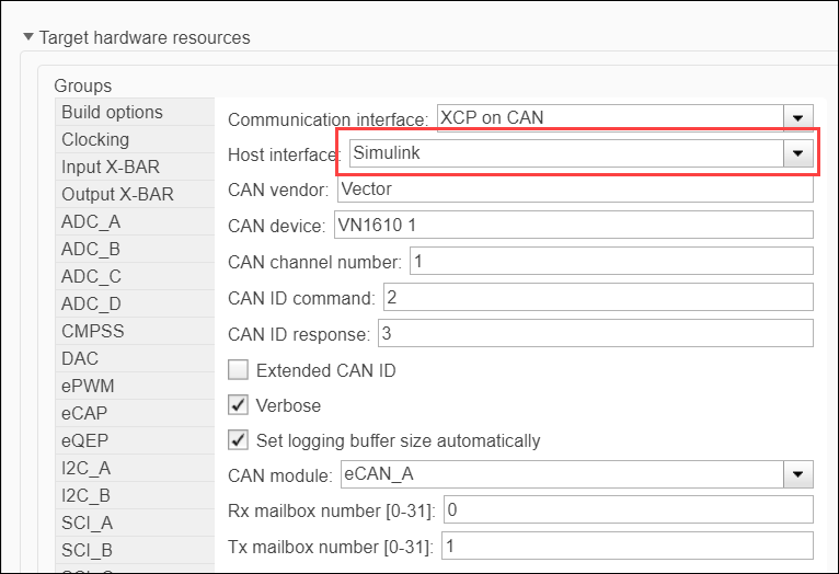 XCP host interface