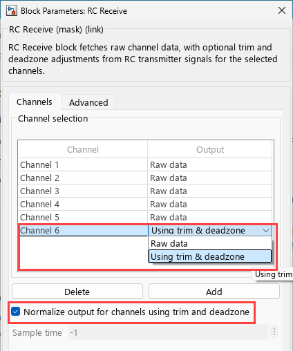 Select Trim and Deadzone