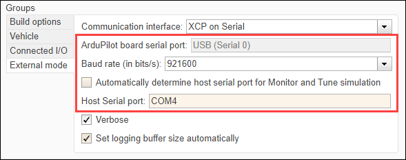 Specify serial port
