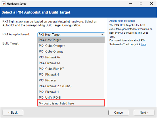 Select PX4 Autopilot board