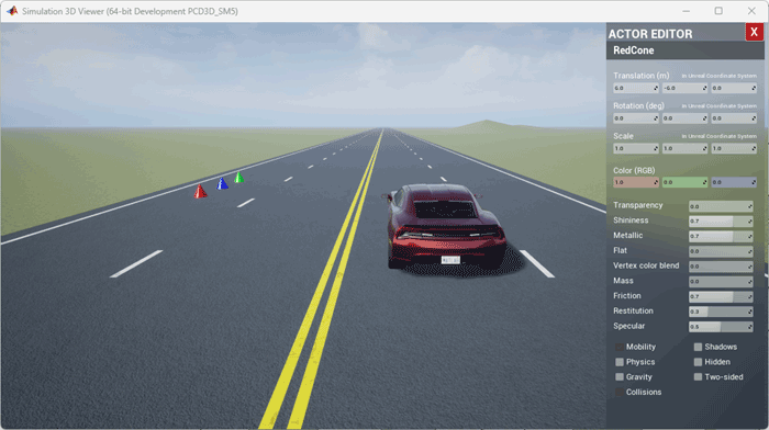 Actor editor user interface with actor properties.