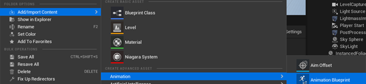 Unreal Editor add animation blueprint