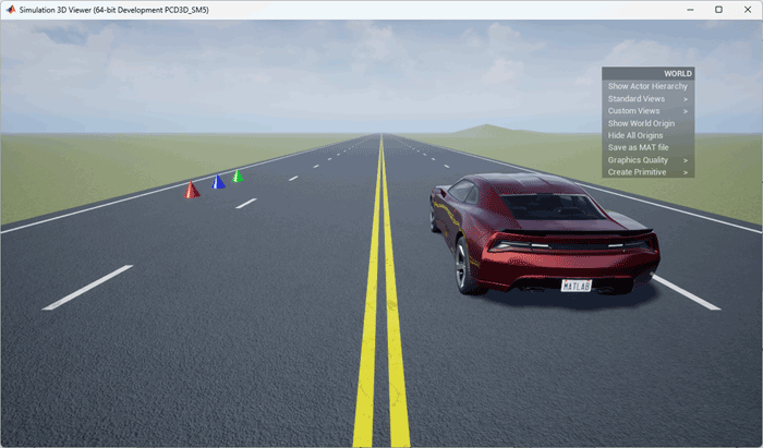 Actor in 3D environment with context menu of world.