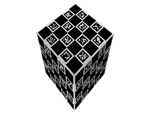 A cube with a calibration pattern on each side.