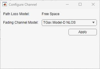 Configure Channel dialog box containing option to set the fading channel model