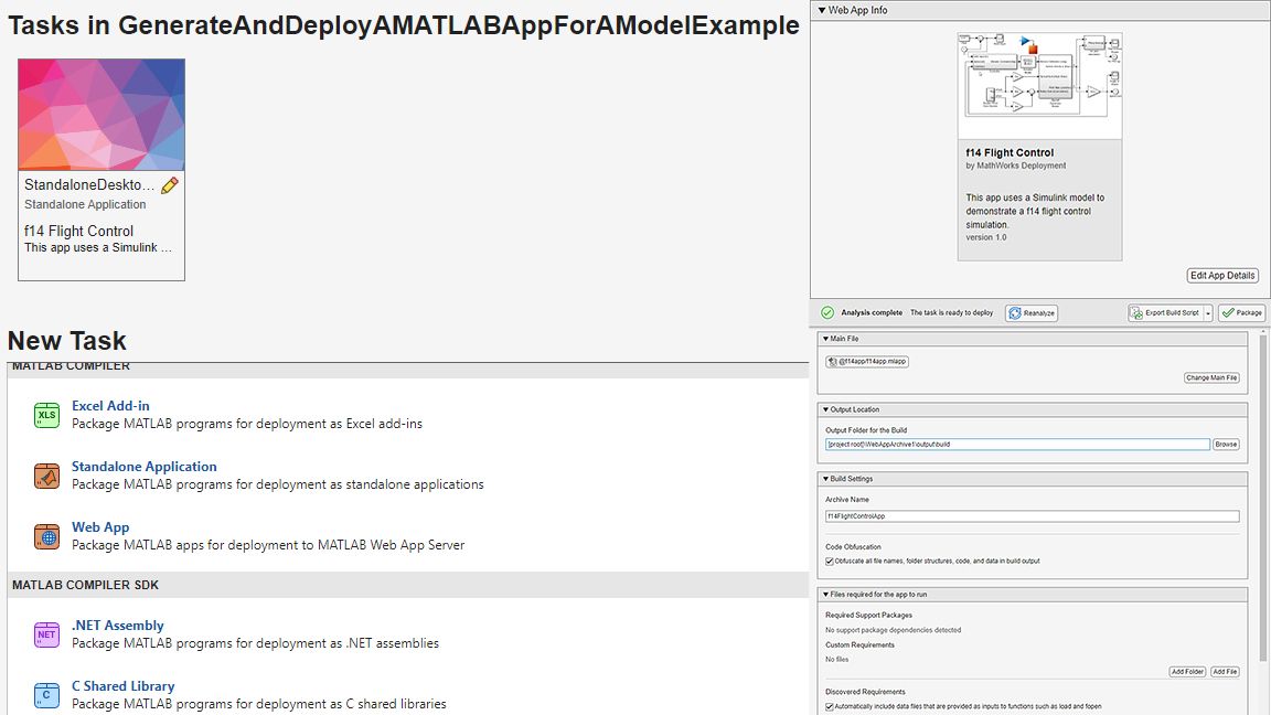 Process of packaging an app using MATLAB Compiler.