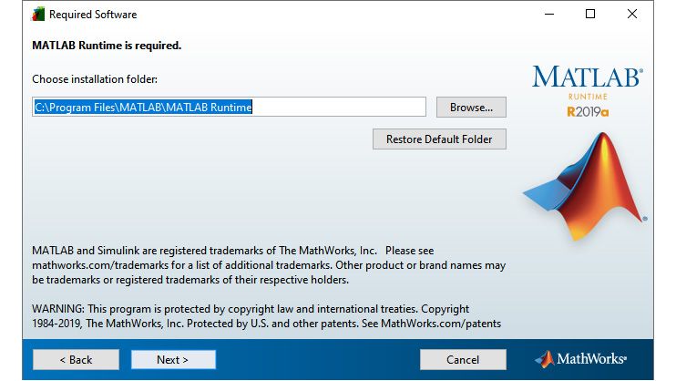 First screen of the MATLAB Runtime installer.