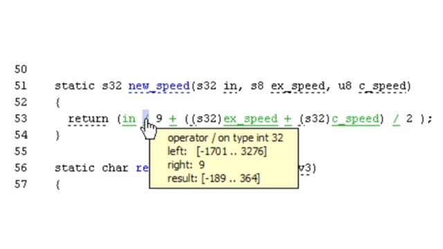 Display of tooltip with range possibilities for run-time conditions.