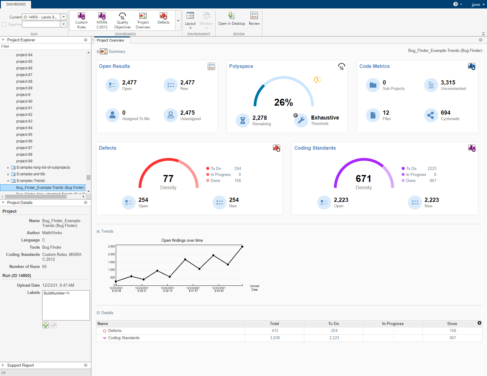 Polyspace Access Dashboard