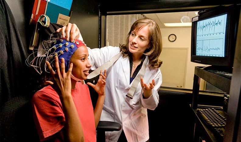 Electrodes on head