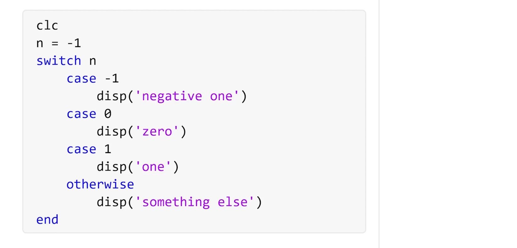 Use of switch case statements as a cleaner, more maintainable way of doing something that you often see done with else/if statements. 