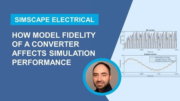 This video compares different model fidelity variants for power converters, like averaged, ideal switching and detailed converters.